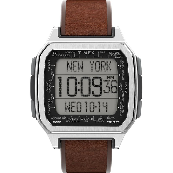 TIMEX COMMAND TW2U92300 BROWN LEATHER MEN'S WATCH