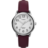 Timex Indiglo White Dial With Burgundy Leather Strap Women Watch TW2U96300