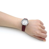 Timex Indiglo White Dial With Burgundy Leather Strap Women Watch TW2U96300