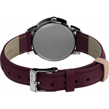 Timex Indiglo White Dial With Burgundy Leather Strap Women Watch TW2U96300