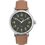 Timex Indiglo Brown Leather Strap Unisex Watch TW2V27700