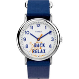 Timex Weekender White Dial With Blue Fabric Strap Unisex Watch TW2V41900