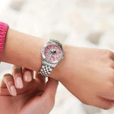 Timex Heritage Pink Dial Silver Dial Stainless Steel Strap Women Watch TW2V47400