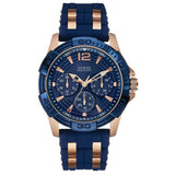 GUESS ROSE GOLD STAINLESS STEEL W0366G4 BLUE SILICONE STRAP MEN'S WATCH