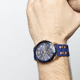 GUESS ROSE GOLD STAINLESS STEEL W0366G4 BLUE SILICONE STRAP MEN'S WATCH