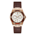 GUESS LIMELIGHT ROSE GOLD STAINLESS STEEL W0775L14 BROWN LEATHER STRAP WOMEN'S WATCH - H2 Hub Watches