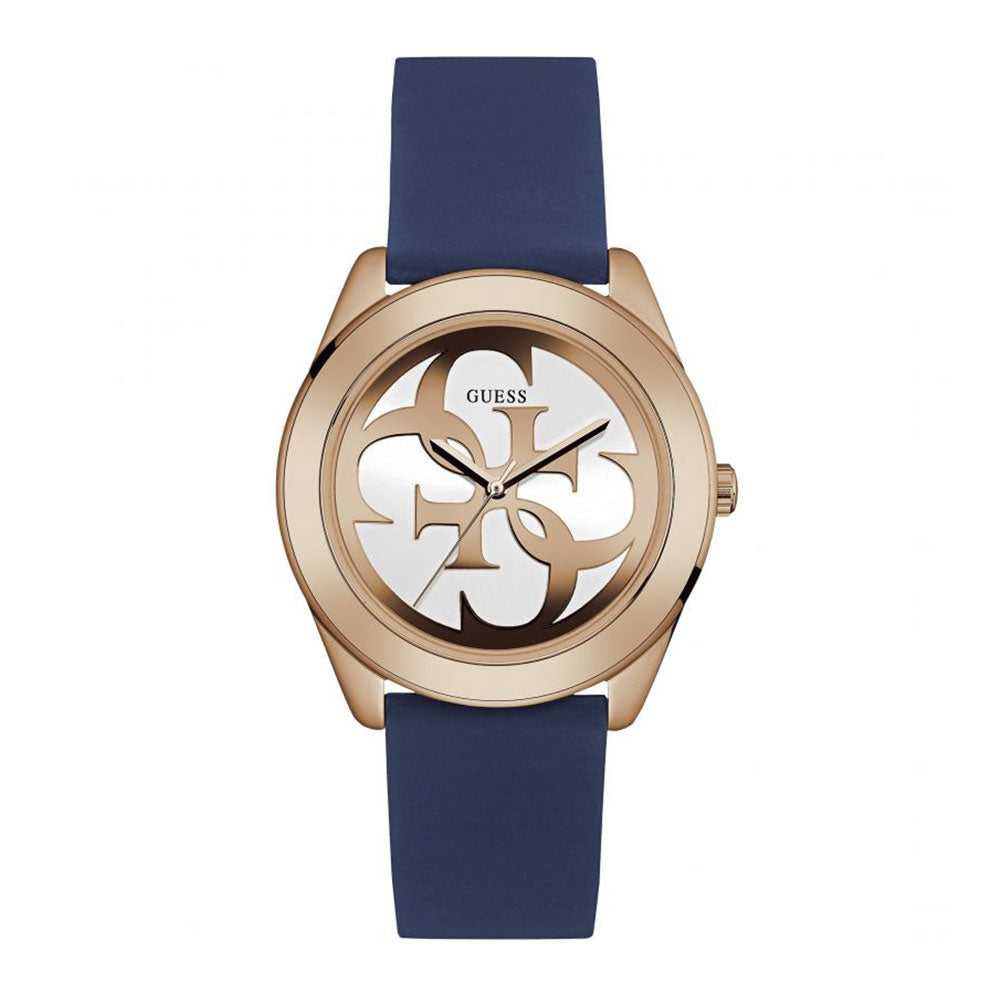 GUESS G TWIST ROSE GOLD STAINLESS STEEL W0911L6 BLUE SILICONE STRAP WOMEN'S WATCH - H2 Hub Watches