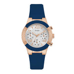 GUESS ROCKSTAR ROSE GOLD STAINLESS STEEL W0958L3 BLUE SILICONE STRAP WOMEN'S WATCH - H2 Hub Watches