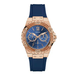 GUESS LIMELIGHT ROSE GOLD STAINLESS STEEL W1053L1 BLUE SILICONE STRAP WOMEN'S WATCH - H2 Hub Watches