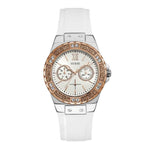 GUESS LIMELIGHT TWO TONE STAINLESS STEEL W1053L2 WHITE SILICONE STRAP WOMEN'S WATCH - H2 Hub Watches