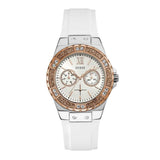 GUESS LIMELIGHT TWO TONE STAINLESS STEEL W1053L2 WHITE SILICONE STRAP WOMEN'S WATCH - H2 Hub Watches