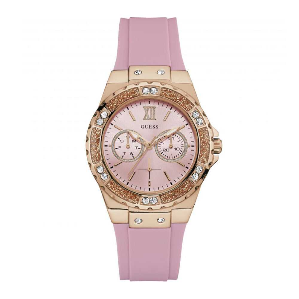 GUESS LIMELIGHT ROSE GOLD STAINLESS STEEL W1053L3 PINK SILICONE STRAP WOMEN'S WATCH - H2 Hub Watches
