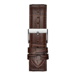 GUESS CAMBRIDGE SILVER STAINLESS STEEL W1075G4 BROWN LEATHER STRAP MEN'S WATCH - H2 Hub Watches