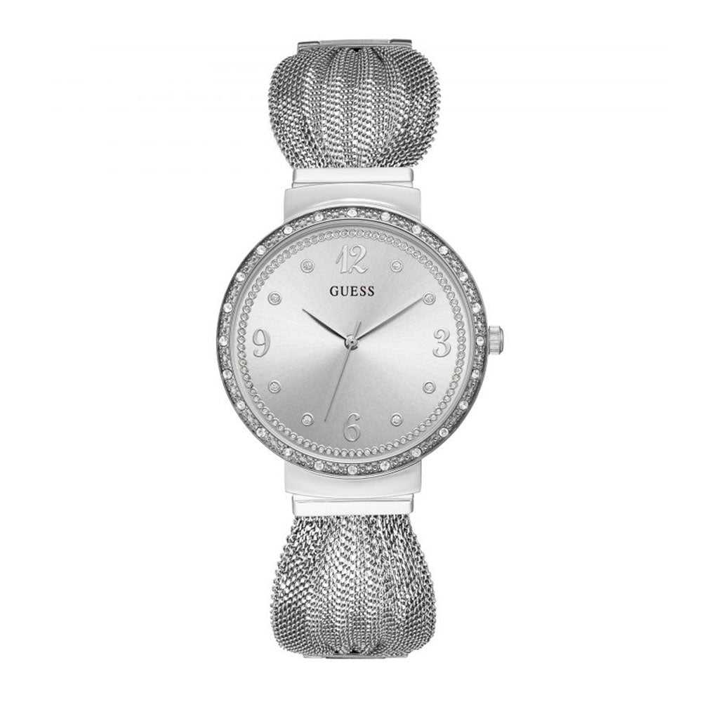 GUESS CHIFFON SILVER STAINLESS STEEL W1083L1 MESH STRAP WOMEN'S WATCH - H2 Hub Watches