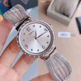 GUESS CHIFFON SILVER STAINLESS STEEL W1083L1 MESH STRAP WOMEN'S WATCH