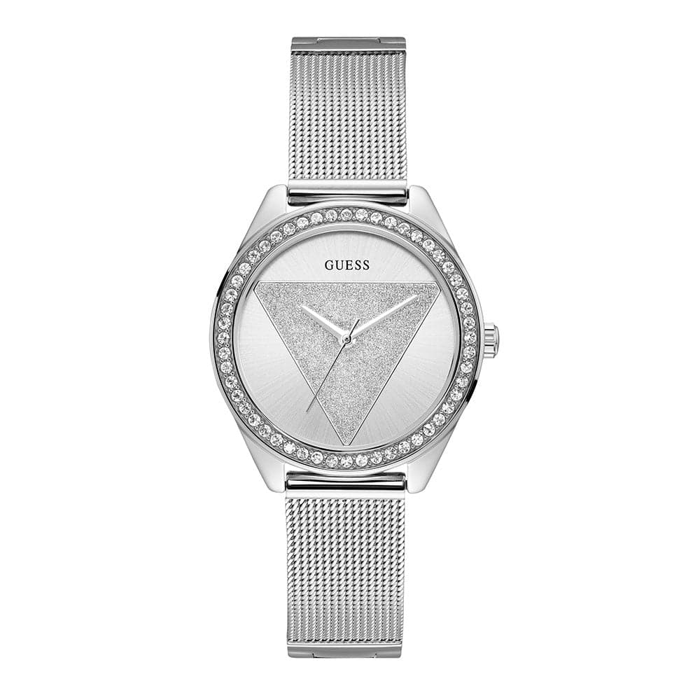 GUESS TRI GLITZ SILVER STAINLESS STEEL W1142L1 MESH STRAP WOMEN'S WATCH - H2 Hub Watches