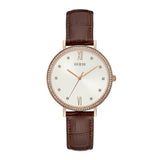 GUESS GRACE ROSE GOLD STAINLESS STEEL W1153L2 BROWN LEATHER STRAP WOMEN'S WATCH - H2 Hub Watches