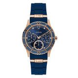 GUESS VALENCIA ROSE GOLD STAINLESS STEEL W1157L3 BLUE SILICONE STRAP WOMEN'S WATCH - H2 Hub Watches