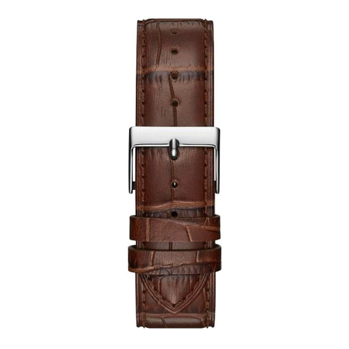 GUESS LINCOLN SILVER STAINLESS STEEL W1164G1 BROWN LEATHER STRAP MEN'S WATCH - H2 Hub Watches