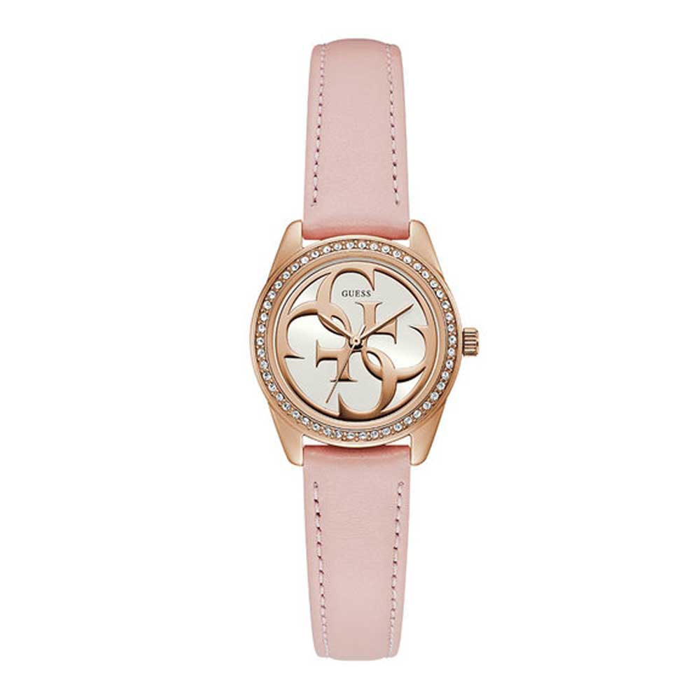 GUESS MICRO G TWIST ROSE GOLD STAINLESS STEEL W1212L1 PINK LEATHER STRAP WOMEN'S WATCH - H2 Hub Watches