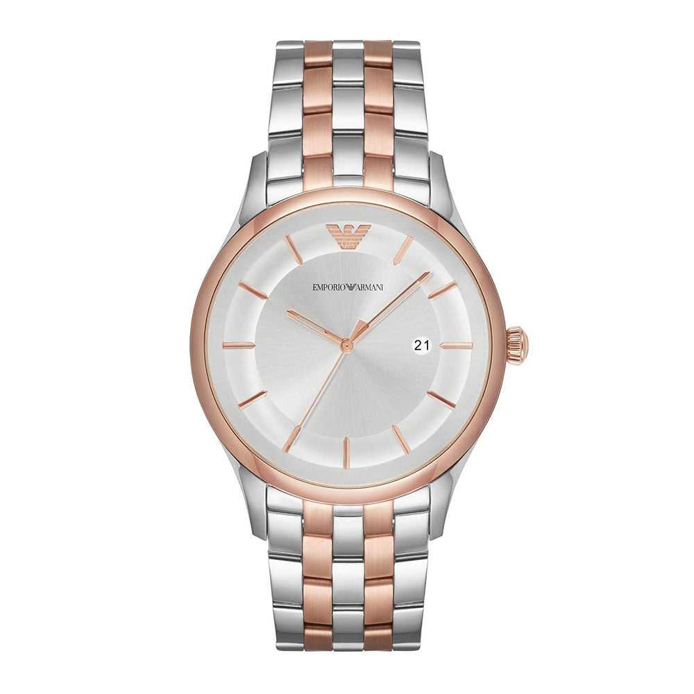 EMPORIO ARMANI LAMBDA ANALOG QUARTZ TWO TONE STAINLESS STEEL AR11044 MEN’S WATCH - H2 Hub Watches