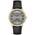 EMPORIO ARMANI CLASSIC AR11049 BLACK LEATHER STRAP MEN’S WATCH - H2 Hub Watches