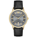 EMPORIO ARMANI CLASSIC AR11049 BLACK LEATHER STRAP MEN’S WATCH - H2 Hub Watches