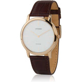 CITIZEN ECO-DRIVE AR1113-12A WHITE DIAL BROWN LEATHER STRAP MEN'S WATCH