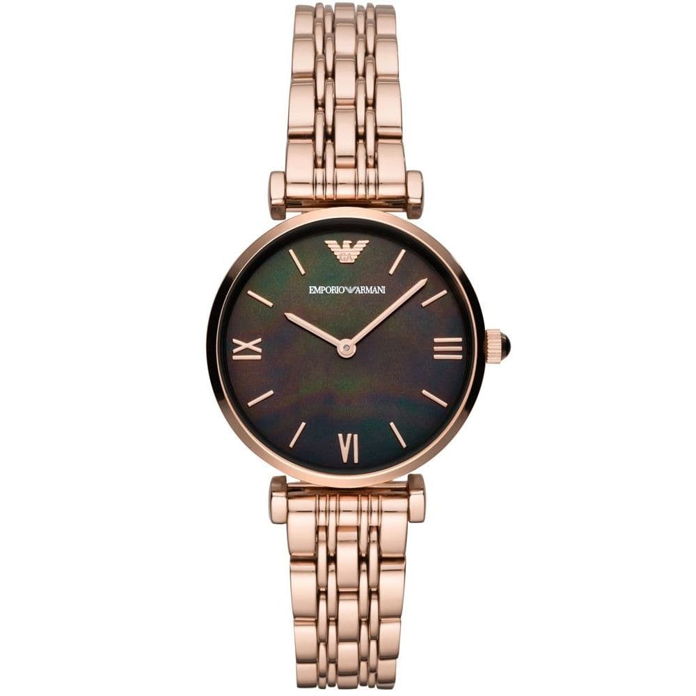 EMPORIO ARMANI GIANNI T BAR ANALOG QUARTZ ROSE GOLD STAINLESS STEEL AR11145 WOMEN'S WATCH - H2 Hub Watches
