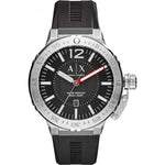 ARMANI EXCHANGE ANALOG QUARTZ SILVER STAINLESS STEEL AX1810 BLACK RUBBER STRAP MEN'S WATCH - H2 Hub Watches