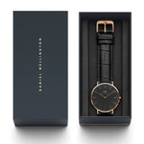 DANIEL WELLINGTON CLASSIC READING ROSE GOLD STAINLESS STEEL DW00100129 BLACK LEATHER STRAP MEN'S WATCH