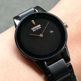 CITIZEN GA1055-57F BLACK STAINLESS STEEL BRACELET STRAP WOMEN'S WATCH