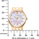 CITIZEN ECO-DRIVE EM0893-87Y SOLAR PINK DIAL ROSE GOLD STAINLESS STEEL WOMEN'S WATCH