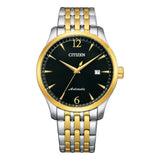 Citizen Automatic Black Dial Two-Tone Stainless Steel Strap Men Watch NJ0114-84E