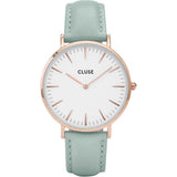 CLUSE LA BOHEME QUARTZ ROSE GOLD STAINLESS STEEL CL18021 GREEN LEATHER STRAP LADIES WATCH - H2 Hub Watches
