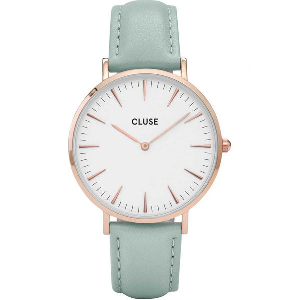 CLUSE LA BOHEME QUARTZ ROSE GOLD STAINLESS STEEL CL18021 GREEN LEATHER STRAP LADIES WATCH - H2 Hub Watches