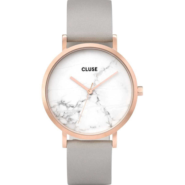 CLUSE LA ROCHE QUARTZ ROSE GOLD STAINLESS STEEL CL40005 GREY LEATHER STRAP LADIES WATCH - H2 Hub Watches