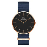 DANIEL WELLINGTON CLASSIC 40 BAYSWATER ROSE GOLD STAINLESS STEEL DW00100277 BLUE NATO STRAP UNISEX WATCH