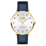 COACH SLIM EASTON GOLD STAINLESS STEEL 14502687 BLUE LEATHER STRAP WOMEN'S WATCH