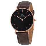 DANIEL WELLINGTON CLASSIC YORK ROSE GOLD STAINLESS STEEL DW00100140 BROWN LEATHER STRAP UNISEX WATCH