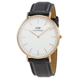 DANIEL WELLINGTON CLASSIC SHEFFIELD ROSE GOLD STAINLESS STEEL DW00100007 BLACK LEATHER STRAP MEN'S WATCH