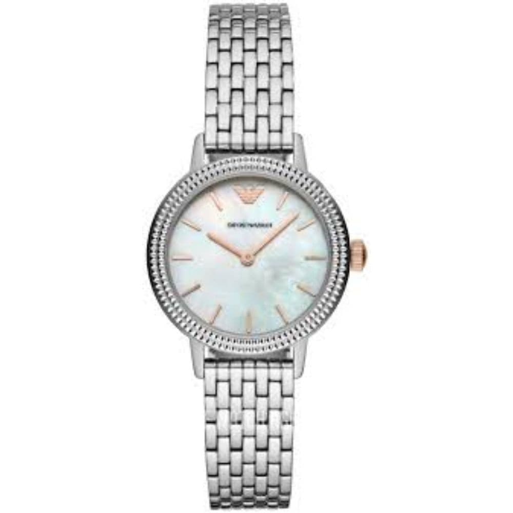 EMPORIO ARMANI AR80020 BLACK LEATHER STRAP WOMEN'S WATCH SET - H2 Hub Watches