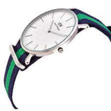 DANIEL WELLINGTON WARWICK SILVER STAINLESS STEEL DW00100019 STRIPED NATO STRAP MEN'S WATCH