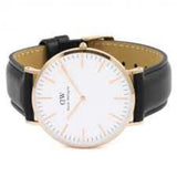 DANIEL WELLINGTON CLASSIC SHEFFIELD ROSE GOLD STAINLESS STEEL DW00100007 BLACK LEATHER STRAP MEN'S WATCH