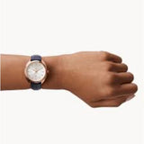 FOSSIL GABBY THREE-HAND DATE NAVY LEATHER WATCH ES5116