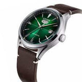 CITIZEN NH8390-03X GREEN DIAL BROWN LEATHER STRAP MEN'S WATCH