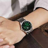 CITIZEN NH8390-03X GREEN DIAL BROWN LEATHER STRAP MEN'S WATCH