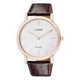 CITIZEN ECO-DRIVE AR1113-12A WHITE DIAL BROWN LEATHER STRAP MEN'S WATCH