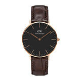 DANIEL WELLINGTON CLASSIC YORK ROSE GOLD STAINLESS STEEL DW00100140 BROWN LEATHER STRAP UNISEX WATCH