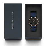 DANIEL WELLINGTON CLASSIC 40 BAYSWATER ROSE GOLD STAINLESS STEEL DW00100277 BLUE NATO STRAP UNISEX WATCH